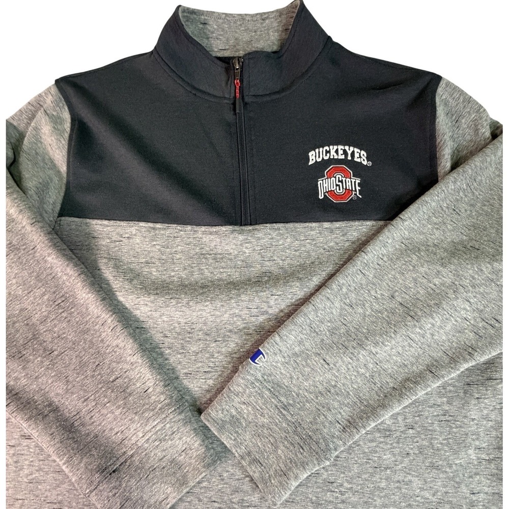 Ohio State Buckeyes Quarter Zip Pullover Sweatshirt Gray Men's Large Athletic‎